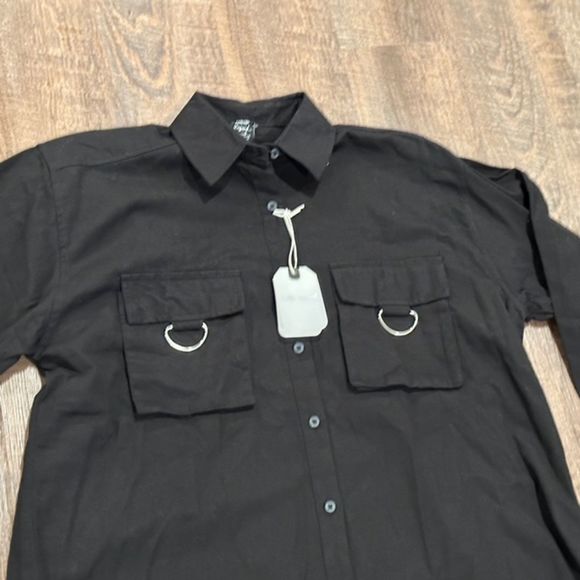 Better Unsaid Women's Top Size Medium Black Casual Button Up Shirt Long Sleeve - Picture 5 of 9
